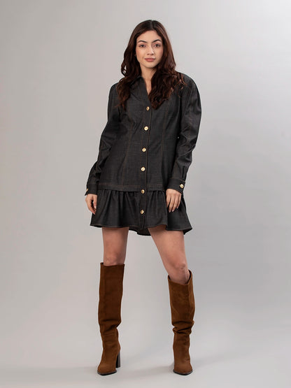 Vestido Chambray Negro Valentina