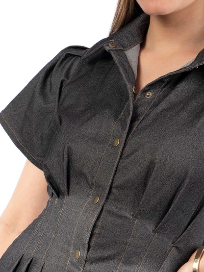 Vestido Corto  Chambray Negro
