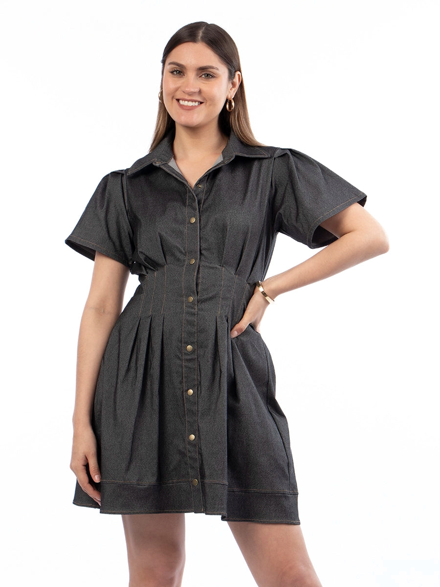 Vestido Corto  Chambray Negro