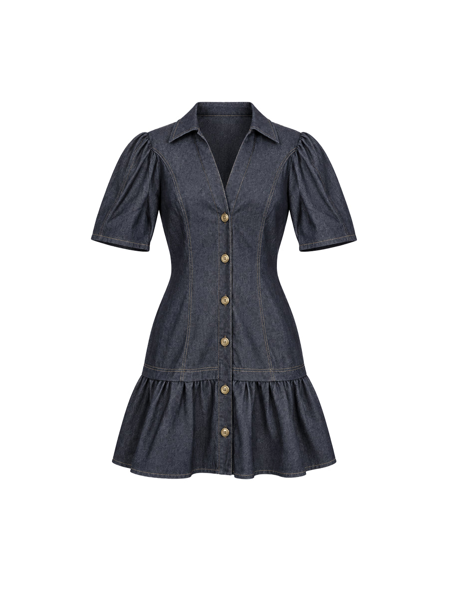 Vestido Camisero Chambray Negro