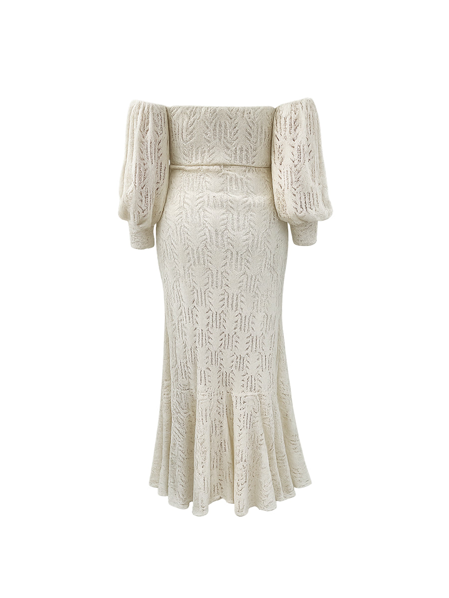 Vestido Tejido Fiore Hueso