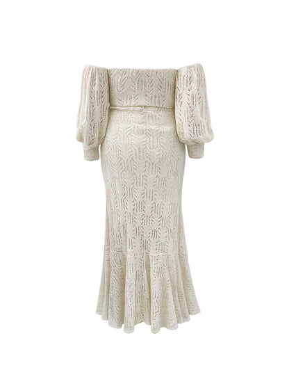 Vestido Tejido Fiore Hueso